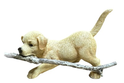 Golden Labrador Puppy with Stick Statue by Leonardo Collection
