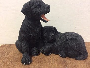 Black Labrador Puppies Statue by Leonardo Collection
