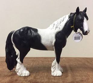 Black and White Piebald Gypsy Cob Horse Statue by Leonardo Collection