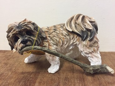 Brown & White Shih Tzu Playing with Stick Statue by Leonardo Collection