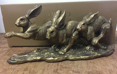 Bronze Colour Racing Hare's Statue by Leonardo Collection