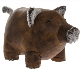 Heavy Faux Leather Pig Doorstop by Leonardo Collection