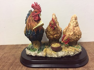 Cockerel, Hen & Chicken Ornament Statues