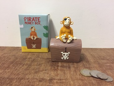 Pirate Monkey with Treasure Chest Kids Money Box BNIB