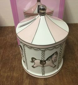 Pink & White Carousel Moneybox Christening Gift