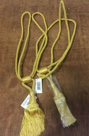 PAIR OF CLASSIC SILKY ROPE TASSEL GOLD CURTAIN TIE BACKS