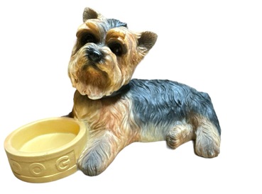 Yorkshire Terrier Dog Statue with Bowl by Leonardo Collection