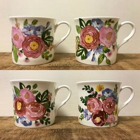 Set of 4 Kathy's Garden Floral Mugs by Heath McCabe - Fine Bone China