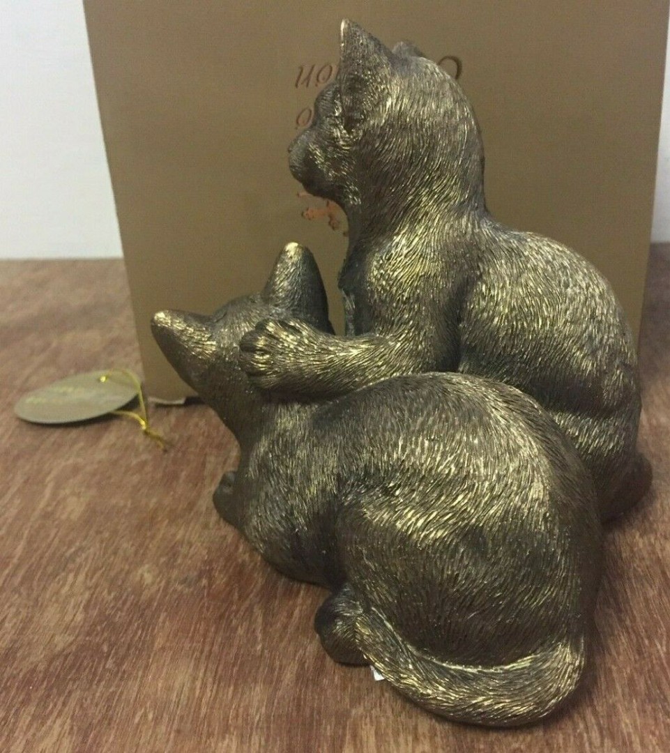 Leonardo Collection Twin Cats Ornament Reflections Bronze Cat Figure Ideal Gift 