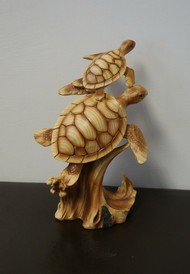 Swimming Turtles Ornament Figurine by Naturecraft Woodeffect Resin Statue