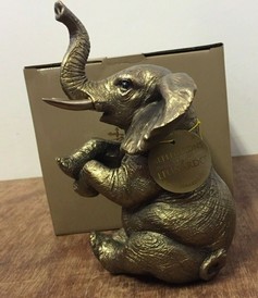 Reflections Bronzed Sitting Playful Elephant Ornament Figurine by Leonardo Collection LP41195