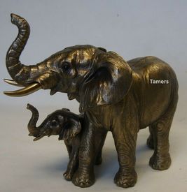 Bronze Colour Elephant & Calf Statue Ornament by Leonardo Collection LP28999
