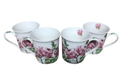 Set of 4 Pink Rose Flower Mugs BNIB by Leonardo Collection
