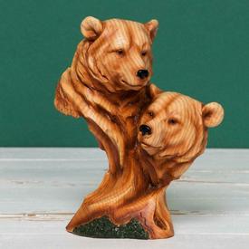 Wood Effect Resin Bear Head Ornament Figurine by Naturecraft
