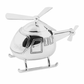 Christening Boy & Girl Kids Silver Plated Helicopter Money Box Gift Presents