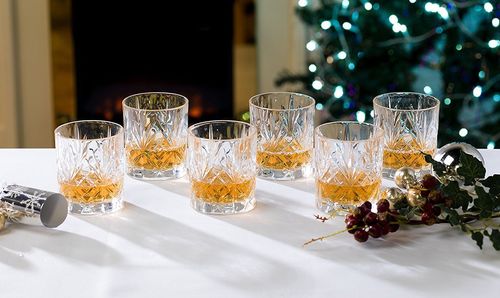 2 Luxurious Glass Melodia Whiskey Glasses Drinking Vodka Cups Tumblers UK 