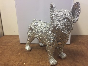 Silver Art French Bulldog Ornament Figurine by Leonardo Collection LP44824