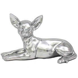 Silver Colour Lying Down Chihuahua Statue by The Leonardo Collection LP47695