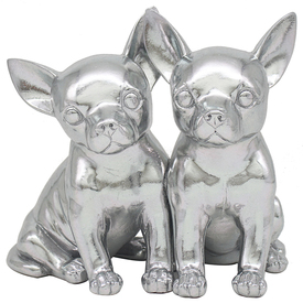 Silver Colour Pair of Chihuahua's Dog Statue by The Leonardo Collection LP47781