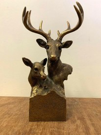 Stag Head Ornament Figurine Bust Bronzed by Leonardo Collection