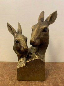 Hare Bust Ornament Figurine Bronzed by Leonardo Collection