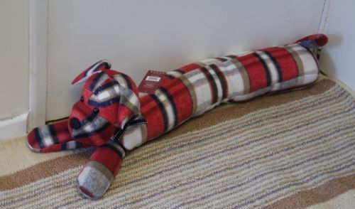 Dog Red Tartan Check Draught Excluder Beautiful Doorstop Heavy by bellasdirect 