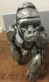 Silver Art Gorilla Ornament Figurine by Leonardo Collection LP45179