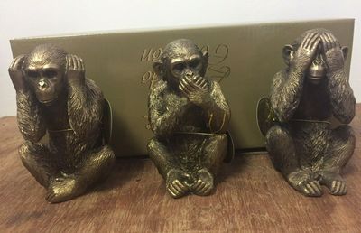 Reflections Bronzed Monkeys Ornament Figurine by Leonardo Collection- Hear Say See No Evil Statue lp43581