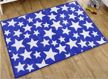Kids Nursery Rug 100cm x 159cm Blue with White Stars