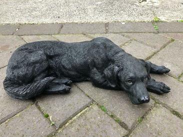 large 43cm Black Labrador realistic outdoor indoor garden ornament memorial