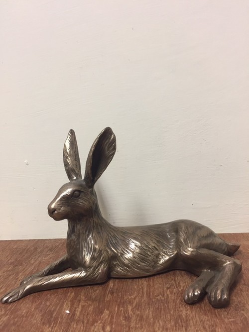 Lying Hare Bronzed Effect Leonardo Reflections Resin Ornament 