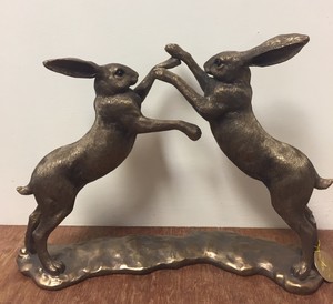 Large Reflections Bronze Colour Boxing Hare's Ornament Figurine by Leonardo Collection LP29891