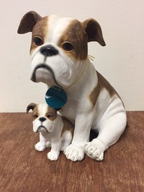 English Bulldog & Pup Ornament Figurine by Leonardo Collection LP10381