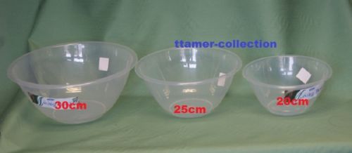 Set of 3 Clear Plastic 30cm Mixing Bowl 25cm Salad Bowls 20cm clear plastic bowl