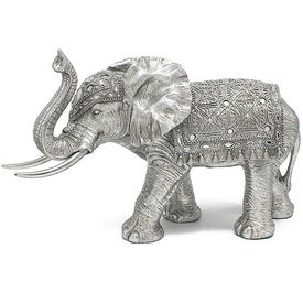 20" Large Silver Art Mosaic Mirrored Elephant Statue by Leonardo Collection LP45202